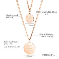 New Fashion Wild Double Stainless Steel Round Card Lettering Pendant Geometric Necklace Wholesale main image 6