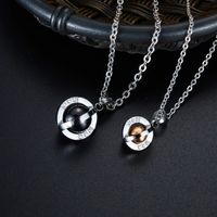 New Fashion Stainless Steel Diamond-set Rotatable Ball Pendant Titanium Steel Couple Necklace Wholesale main image 3