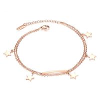 Korean Fashion Pentagram Rose Gold-plated Double-layer Titanium Steel Anklet Wholesale main image 1