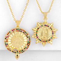 Souhaite  Vierge Collier Européen Et Américain Dames De Mode Hip Hop Ronde Vierge Pendentif Diamant Collier Nkq52 main image 2