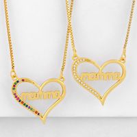 Mother's Day New Fashion Peach Heart Mama Diamond Pendant Necklace Wholesale main image 1