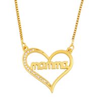 Mother's Day New Fashion Peach Heart Mama Diamond Pendant Necklace Wholesale main image 3