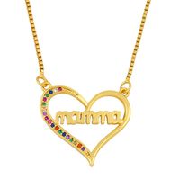 Mother's Day New Fashion Peach Heart Mama Diamond Pendant Necklace Wholesale main image 4