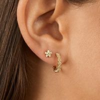 New Fashion Drop-shaped Zircon Flower Earrings Wholesale main image 3
