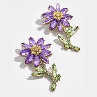 Korean New Fashion Wild Zircon Crystal Flower Earrings Wholesale main image 2