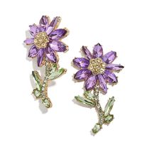 Korean New Fashion Wild Zircon Crystal Flower Earrings Wholesale main image 6