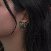 New Fashion Bronze Retro Design Sense Flower Butterfly Dark Earrings Wholesale main image 3