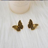 New Fashion Bronze Retro Design Sense Flower Butterfly Dark Earrings Wholesale main image 4
