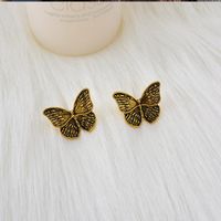 New Fashion Bronze Retro Design Sense Flower Butterfly Dark Earrings Wholesale main image 5