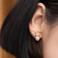 New Fashion Lucky Pearl Angel Earrings Wholesale main image 3