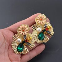 New Fashion Baroque Alloy Flower Earrings Wholesale main image 3