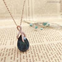 New Fashion Butterfly Amethyst Pendant Zircon Water Drop Necklace Wholesale main image 4