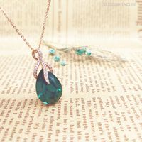 New Fashion Butterfly Amethyst Pendant Zircon Water Drop Necklace Wholesale main image 5