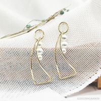 New Fashion Geometric Polygonal Heart-shaped Pearl Earrings Wholesale main image 3