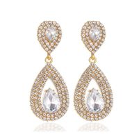 New Long Earrings Super Flash Zircon Water Drop Earrings Crystal Bridal Earrings Wholesale sku image 2