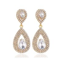 Européen Et Américain Nouveau Diamant Généreux Boucles D'oreilles Longues Déesse Super Flash Zircon Goutte D'eau Boucles D'oreilles Raffiné Grâce Cristal Boucles D'oreilles Pour Mariée sku image 2