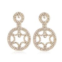 New Fashion Exaggerated Full Diamond Round Earrings Geometric Hollow Earrings Wholesale sku image 1