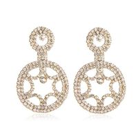 Hot Sale Ohrringe, Temperament, Internet-prominente, Übertriebene Runde Ohrringe Mit Diamanten, Damen Stil, Übertriebene Geometrische Hohle Ohrringe sku image 1