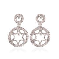 New Fashion Exaggerated Full Diamond Round Earrings Geometric Hollow Earrings Wholesale sku image 2
