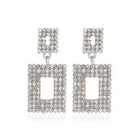 New Fashion Exaggerated Long Paragraph Flash Diamond Geometric Earrings Simple Hollow Square Earrings sku image 2