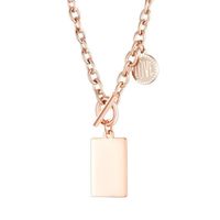 Stainless Steel Female Ot Buckle Jewelry Can Be Lettering Pendant Hip-hop Fashion Geometric Square Brand Disc Clavicle Chain sku image 1