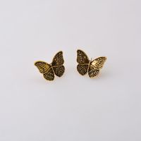 New Fashion Bronze Retro Design Sense Flower Butterfly Dark Earrings Wholesale sku image 1