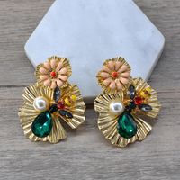 New Fashion Baroque Alloy Flower Earrings Wholesale sku image 1