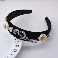 Korean New Fashion Baroque Style Inlaid Color Diamond Wide-side Cheap Headband Wholesale sku image 1
