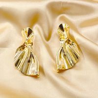 New Fashion Mermaid Tail Pleated Shaped Earrings Metal Exaggerated Wrinkled Texture Earrings Wholesale sku image 1