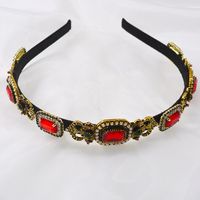 New Baroque Square Colored Gemstone Diamond Palace Cheap Headband Wholesale sku image 1