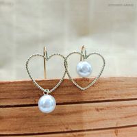 New Fashion Geometric Polygonal Heart-shaped Pearl Earrings Wholesale sku image 1