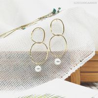 New Fashion Geometric Polygonal Heart-shaped Pearl Earrings Wholesale sku image 3