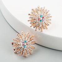 New Fashion Simple Luxury Flower Female Earrings Alloy Color Rhinestone Ear Clip Wholesale main image 1