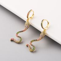 New Fashion Snake-shaped Earrings Inlaid With Colored Zircon Copper Plated 18k Gold Long Earrings main image 3