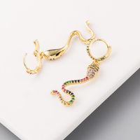 New Fashion Snake-shaped Earrings Inlaid With Colored Zircon Copper Plated 18k Gold Long Earrings main image 4