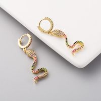 New Fashion Snake-shaped Earrings Inlaid With Colored Zircon Copper Plated 18k Gold Long Earrings main image 5