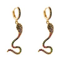 Nuevos Pendientes De Moda Con Forma De Serpiente Con Incrustaciones De Circonitas De Color, Pendientes Largos De Oro De 18 Quilates Chapados En Oro main image 6