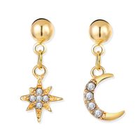 New Fashion Full Diamond Star Moon Earring Set 2 Piece Set Wholesale main image 3