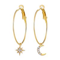 New Fashion Full Diamond Star Moon Earring Set 2 Piece Set Wholesale main image 4