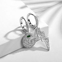 New Fashion Lightning Asymmetric Earrings Micro-set Zircon Hypoallergenic Earrings Wholesale main image 4