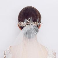European And American Wedding Personality Headdress Handmade Pearl Mesh Yarn Flower Alloy Flower Crystal Hairpin Bridal Jewelry Custom main image 1