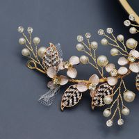 European And American Wedding Personality Headdress Handmade Pearl Mesh Yarn Flower Alloy Flower Crystal Hairpin Bridal Jewelry Custom main image 6