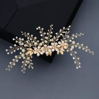 Braut Kopfschmuck Koreanische Hochzeits Fotografie Feen Schönheit Accessoires Schneeflocke Blüten Blätter Perlen Haars Pange Handgemachte Reis Perlen Seiten Clip Haarschmuck main image 4