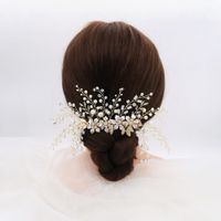 Braut Kopfschmuck Koreanische Hochzeits Fotografie Feen Schönheit Accessoires Schneeflocke Blüten Blätter Perlen Haars Pange Handgemachte Reis Perlen Seiten Clip Haarschmuck main image 6