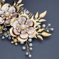 Handmade Jewelry Golden Flowers Retro Hair Comb Elegant Bridal Comb Comb Wholesale main image 6