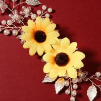 New Fashion Sun Flower Daisy Hair Band Handmade Glass Rhinestone Bride Head Jewelry main image 4