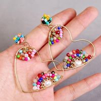 The New Fashion Woven Love Bead Earrings Exaggerated Beaded Earrings Wholesale main image 3