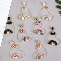 The New Fashion Woven Love Bead Earrings Exaggerated Beaded Earrings Wholesale main image 4