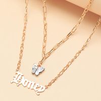 New Fashion Letter Honey Necklace Natural Abalone Shell Butterfly Clavicle Chain main image 1