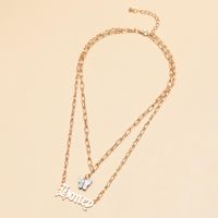 New Fashion Letter Honey Necklace Natural Abalone Shell Butterfly Clavicle Chain main image 4